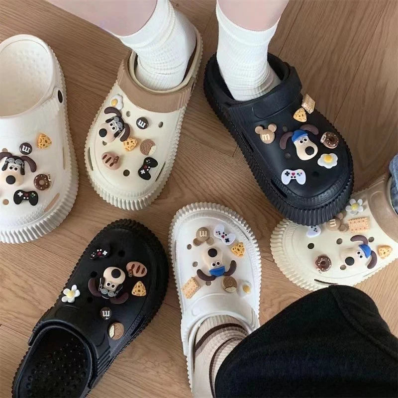 DIY 3D Cute Cartoon Dog Shoe Charms for Clogs Slides Sandals Garden