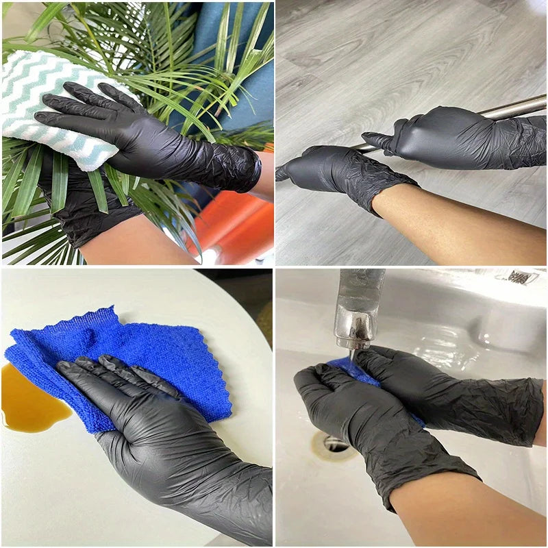 100/50/20PCS Black Nitrile Gloves Thickened Black Nitrile Gloves for