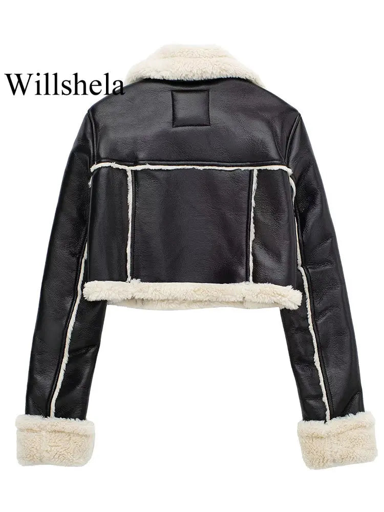Willshela Women Fashion Solid Front Zipper Jackets Vintage Lapel Neck