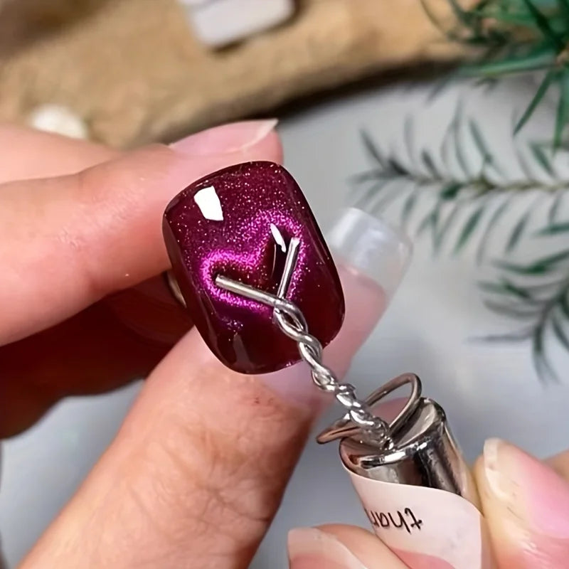 6 Pcs Cat Eye Nail Magnet Set with Flexible Iron Wire For Creating