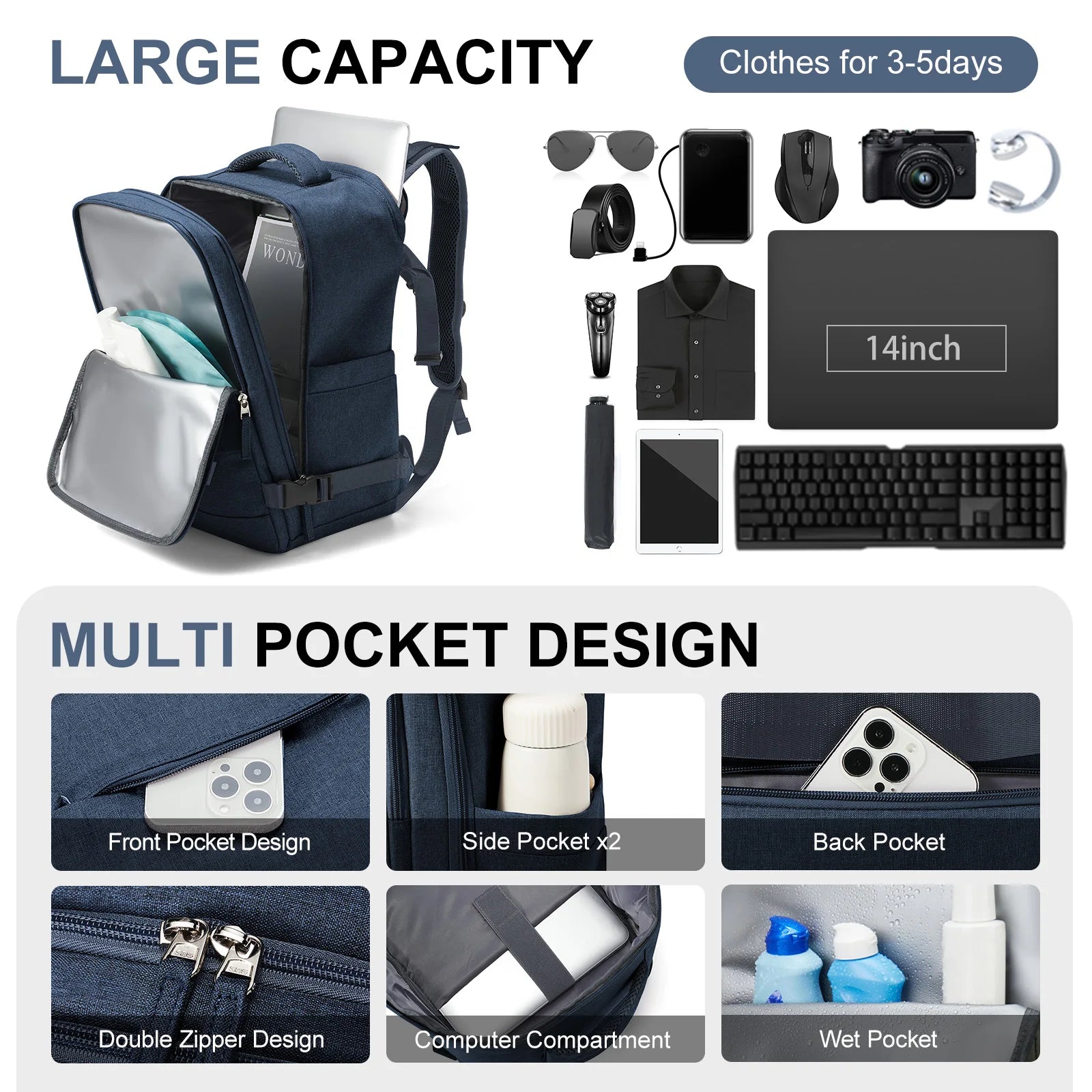 Travel Backpack Short Distance Airplane Ryanair Cabin Bag 40x20x25