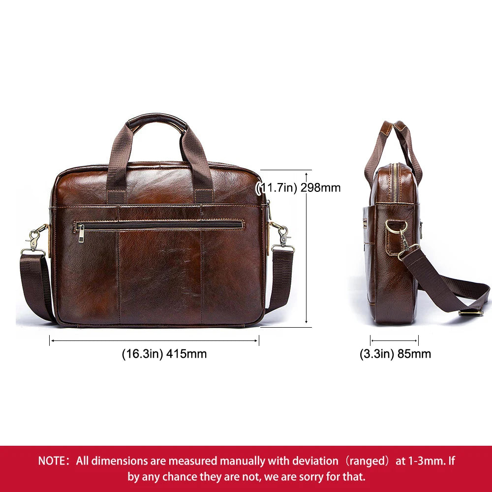 Genuine Leahther Men Briefcase Portable Office Handbag for Laptop Bag