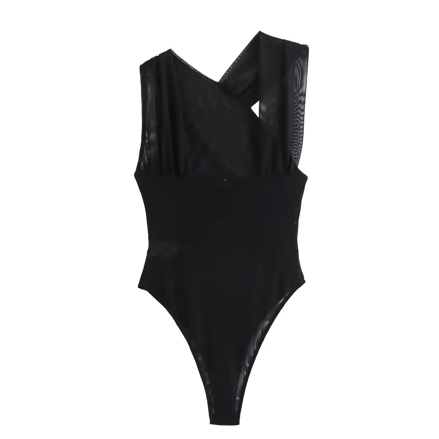 MUJER Leopard Print Bodysuit Women Tulle Black Sexy Body Suits Woman