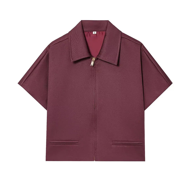 HipSeam Women Lapel Collar Short Jacket Women's Cropped Short Collared