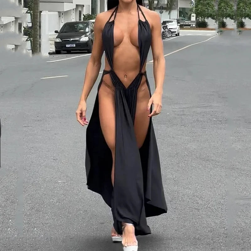 Wefads Women Jumpsuit Summer Fashion Sexy Solid Sleeveless Halter Neck