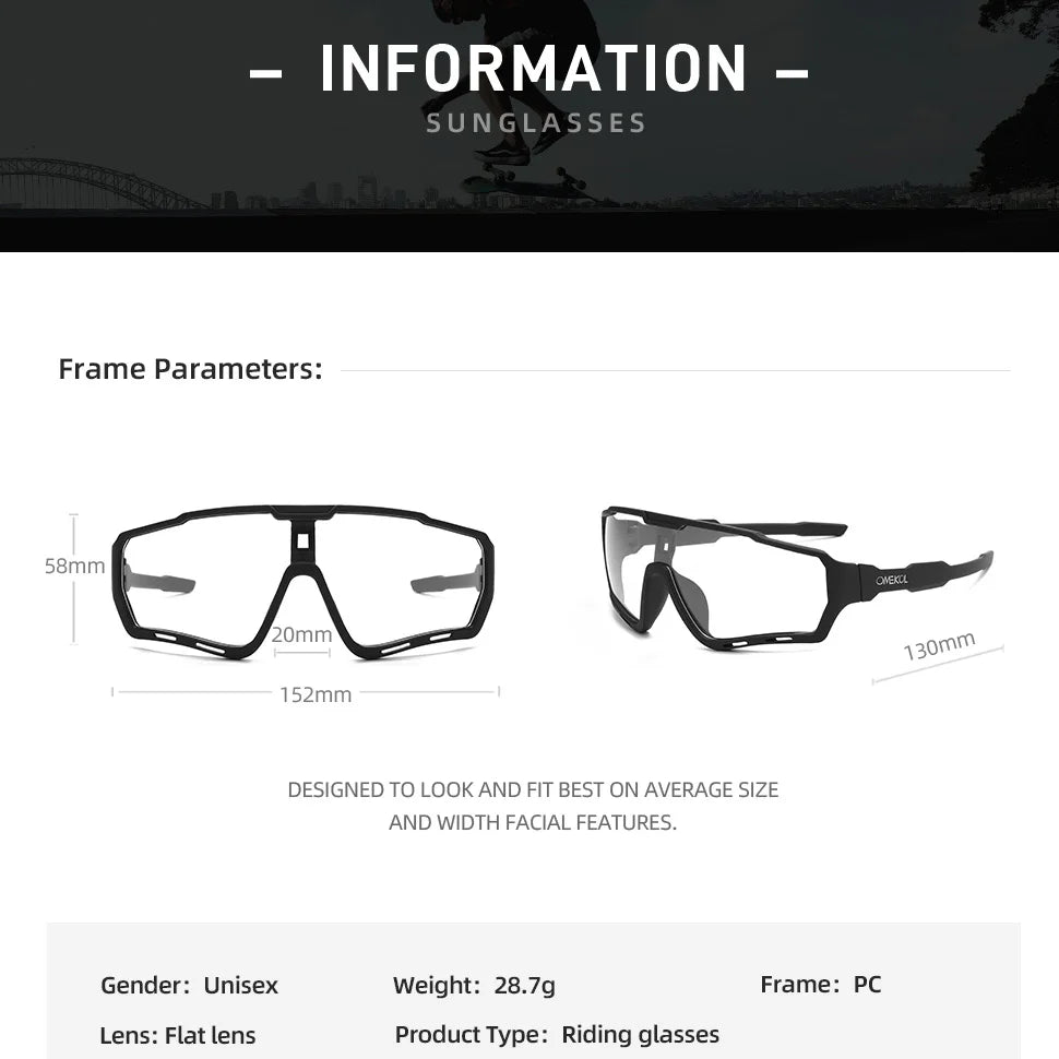 Brand New Men Women Mtb Photochromic Bicycle Eyewear Bike Baseball Sun