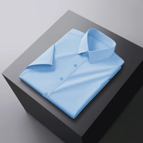 New Men's Business Casual Solid Color Short Sleeved Shirt for Summer