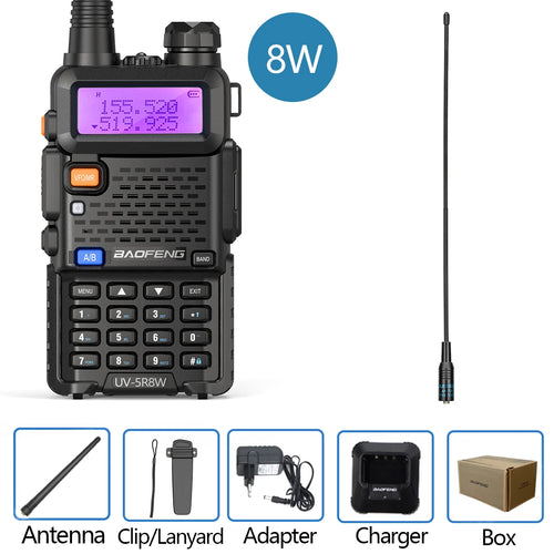 Baofeng Walkie Talkie UV 5R 5W 8W Dual Band Ham Two Way Radio Vhf Uhf
