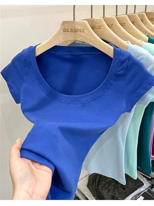 Summer Top Sexy T Shirt Women T-Shirt Korean Style Woman Clothes Slim