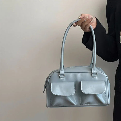 Vintage Women Business Shoulder Bags Simple Ladies Commute Tote Bag Pu