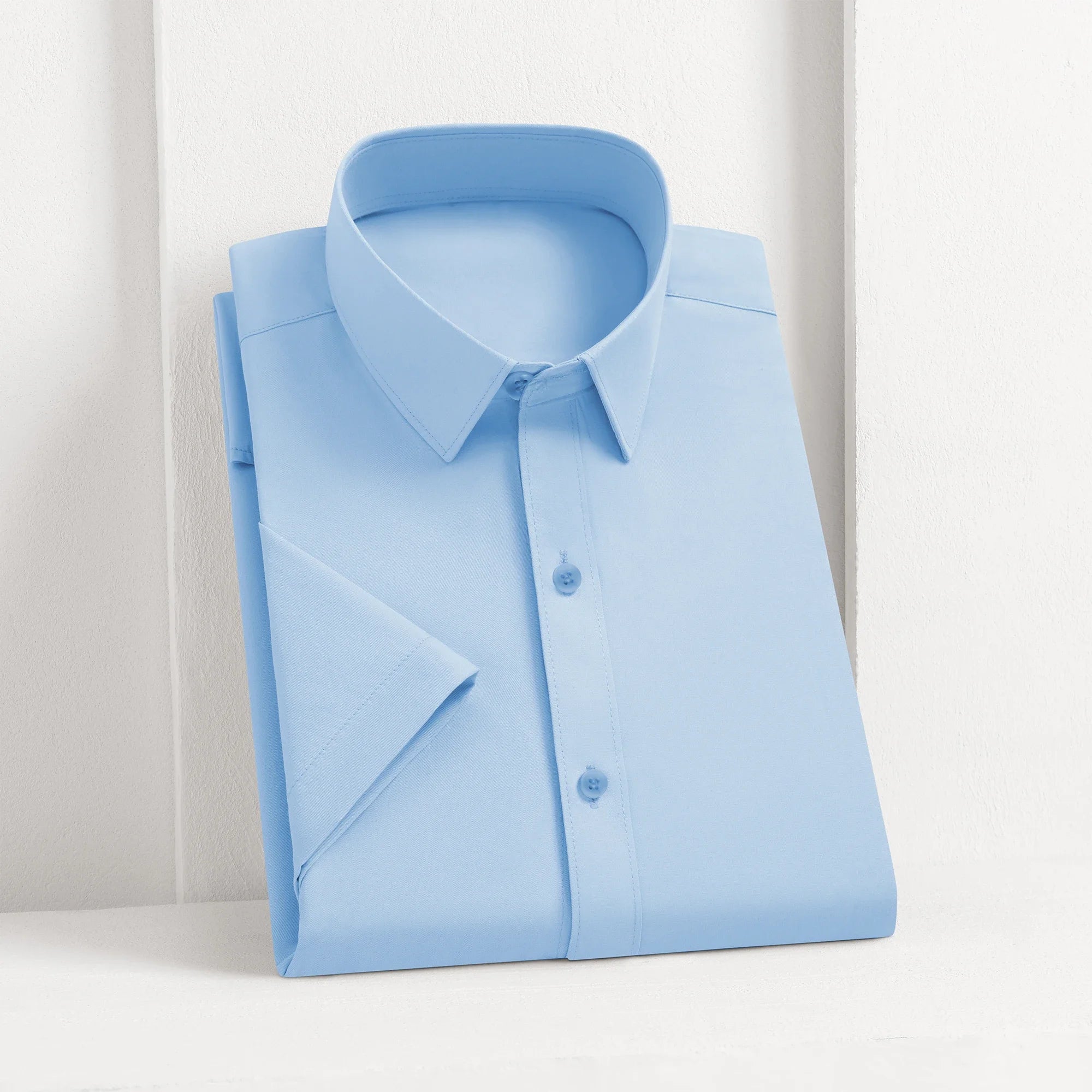 New Men's Business Casual Solid Color Short Sleeved Shirt for Summer