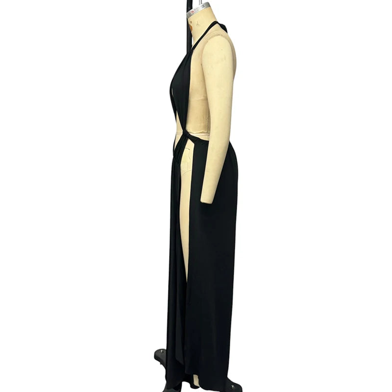 Wefads Women Jumpsuit Summer Fashion Sexy Solid Sleeveless Halter Neck