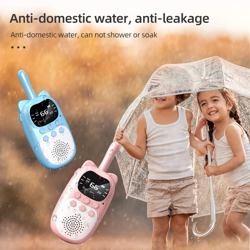 2PCS Kids Mini Walkie Talkie Rechargeable 1000mAh Handheld 0.5W 3km