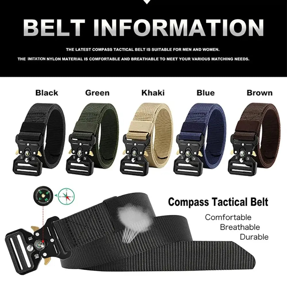Men's Belt Outdoor Multi Function Compass Belt High Quality Canvas For