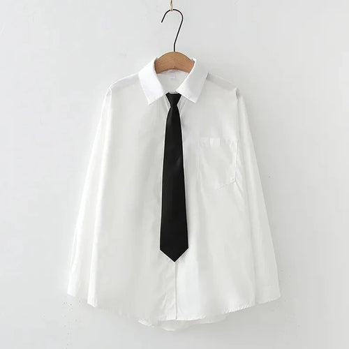 GIDYQ Women White Jk Shirts Long Sleeve Fall Student Shirts Casual