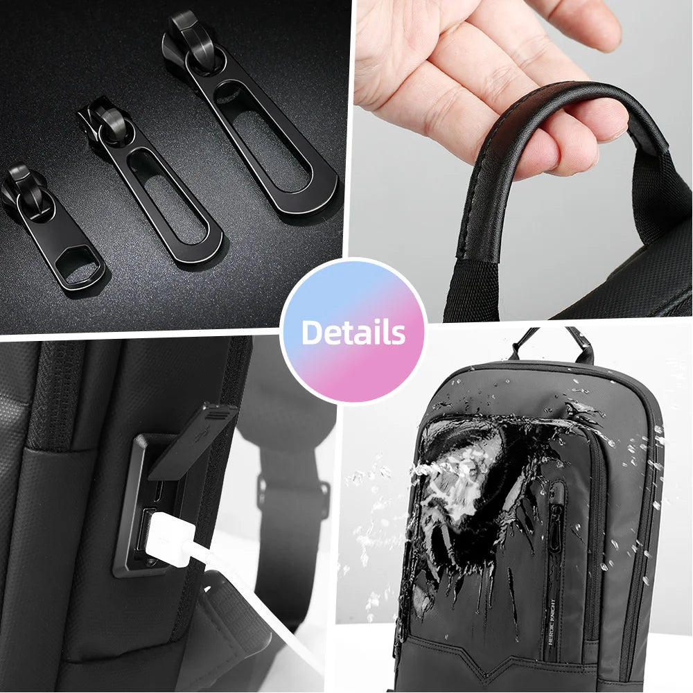 Heroic Knight Men Business Backpack Slim Waterproof 14" Laptop Bag