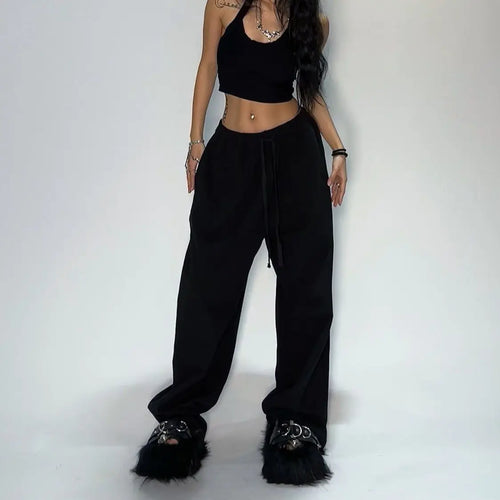 Y2k Gray Casual Pants Vintage Functional Tactical Men's Women's
