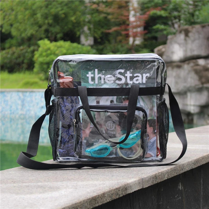 Portable PVC Transparent Shoulder Crossbody Bag Tote Satchel Handbag