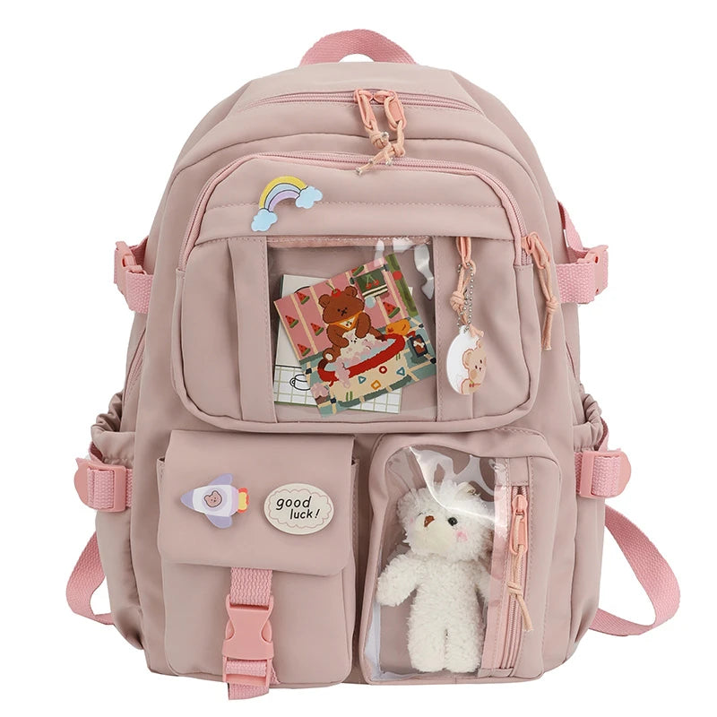 Cute Women Backpacks Waterproof Multi-Pocket Nylon School Backpack for