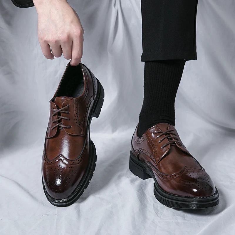British Style Shoes for Men’s Genuine Leather Business Formal Oxfords