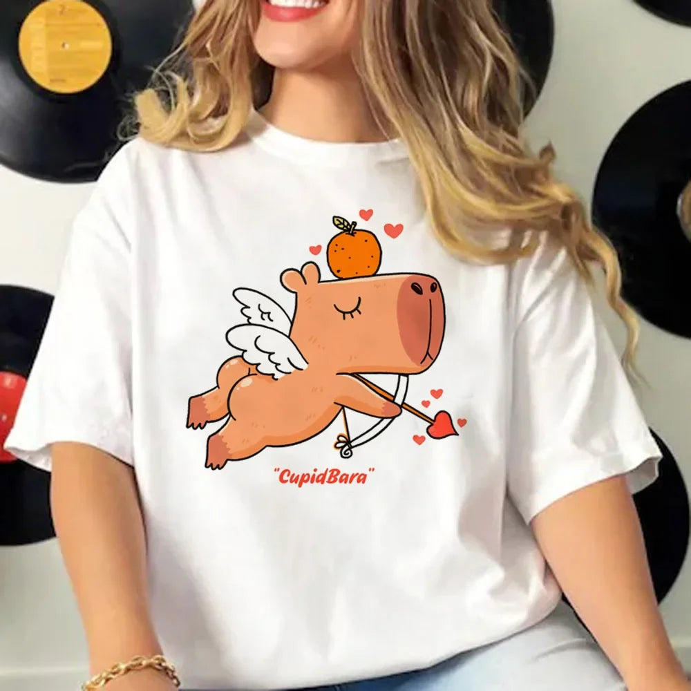 Capybara T-shirts Women Manga Graphic Tee Harajuku Top Female Japanese