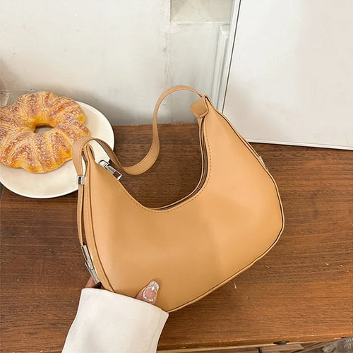 Fashion PU Leather Underarm Bags Women Clutch Handbags Single Shoulder