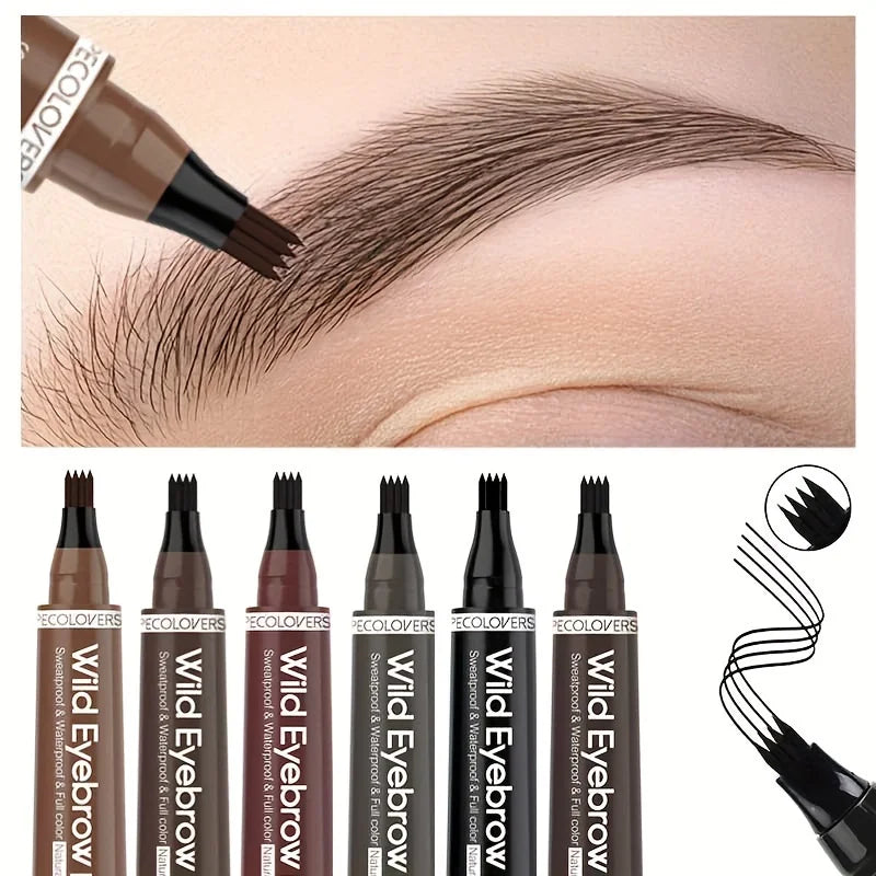 6 Colors 1pc Eyebrow Pen Waterproof 4 Split Tip Eyebrows Pen Eyebrow