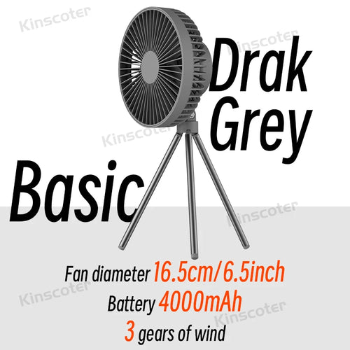 10000mAh Camping Fan Rechargeable Desktop Portable Air Circulator