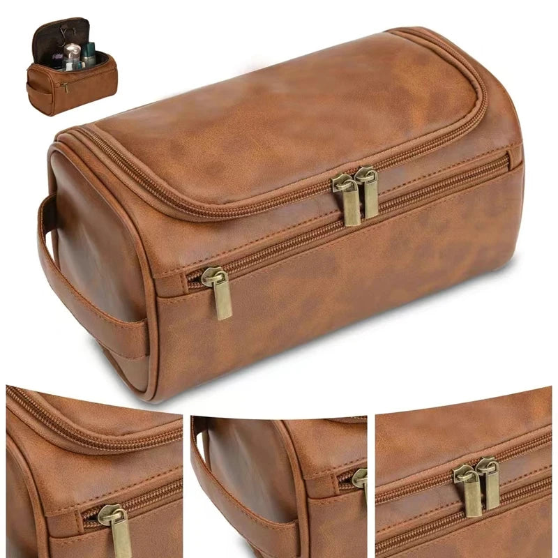 Leather Toiletry Bag for Men Women Dopp Kit Mens Hanging Toiletry Bag