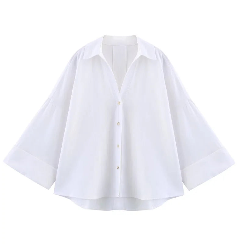 MUJER Women's Shirts Striped Oversize Shirts for Women Wide Sleeve