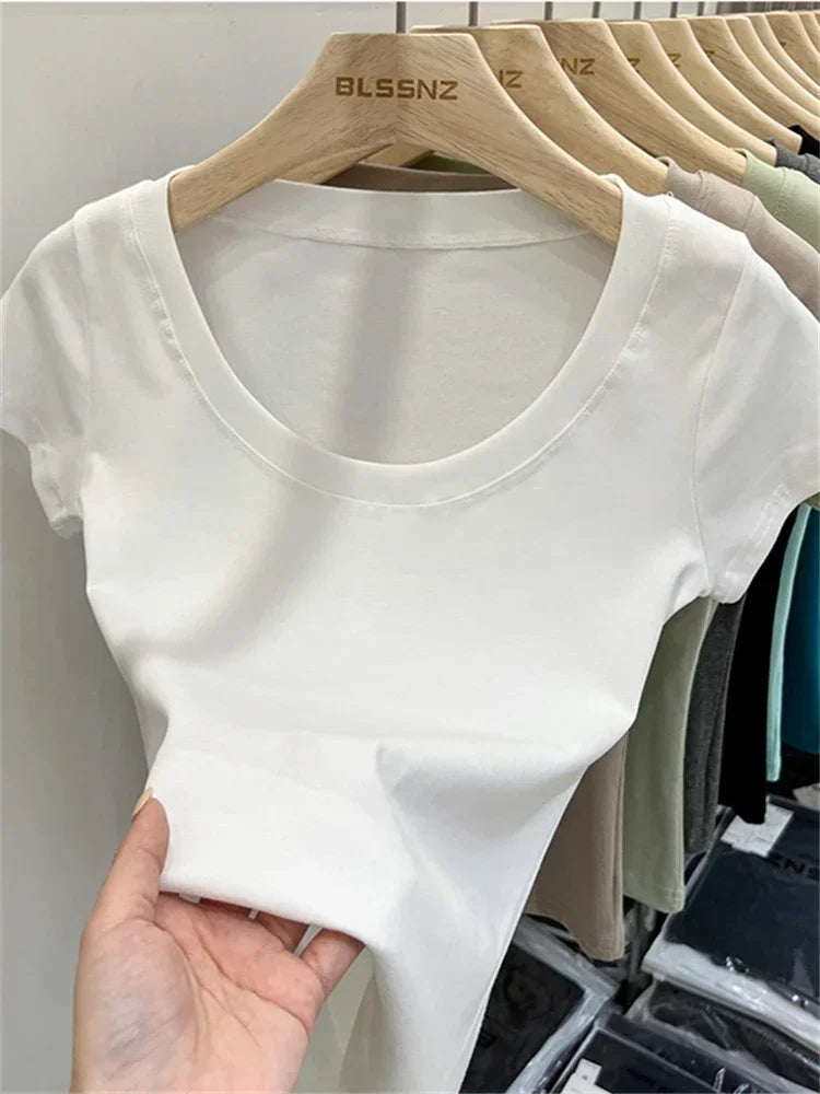 Summer Top Sexy T Shirt Women T-Shirt Korean Style Woman Clothes Slim