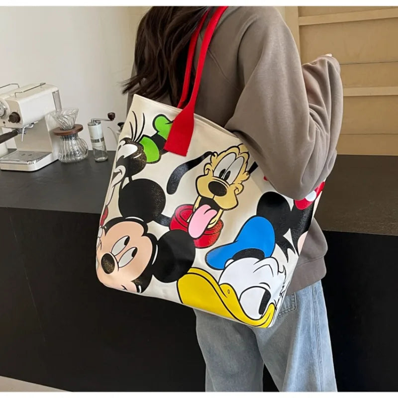DisneyCartoon Mickey Fashion Versatile LargeCapacity Canvas Shoulder