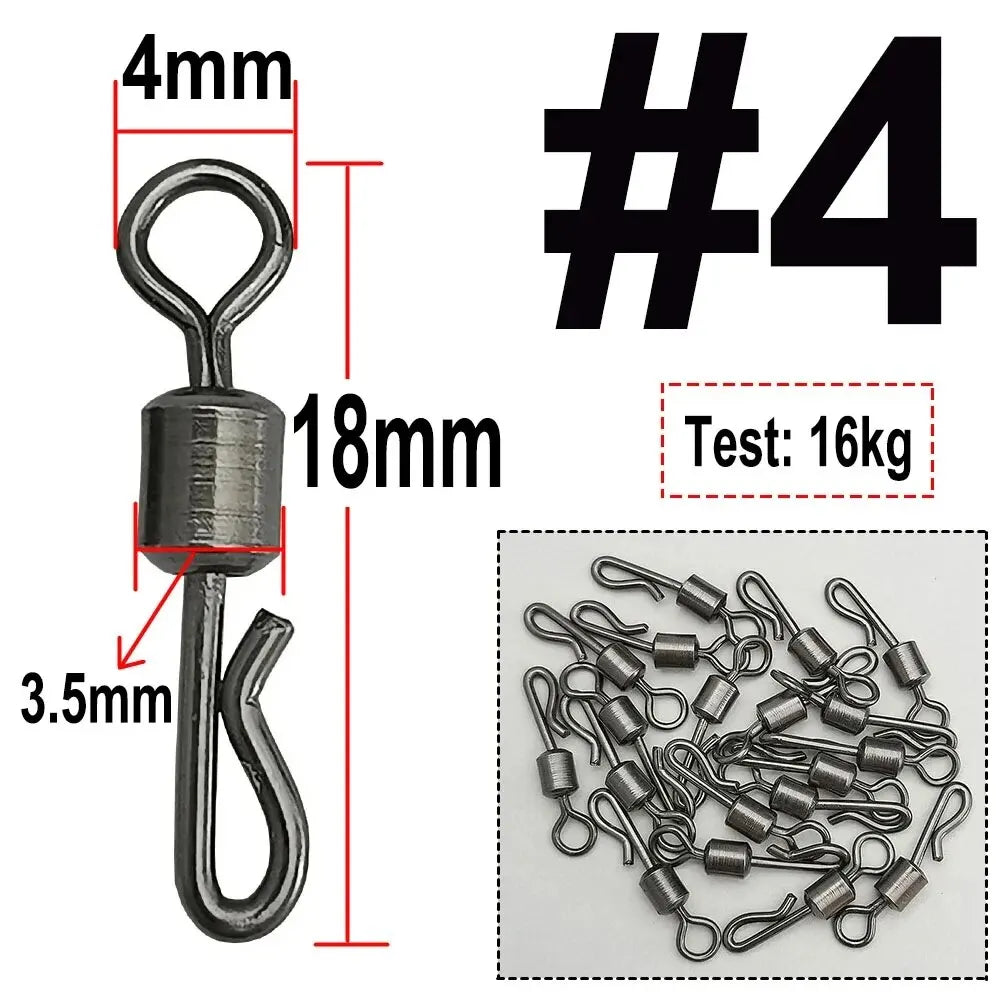 50pcs Bearing Swivel Fishing Connector Q Shaped Quick Change Swivels