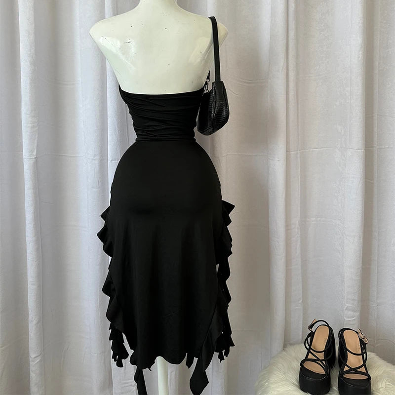 2024 Summer Maxi Women's Dress Vintage Elegant black Fashion
