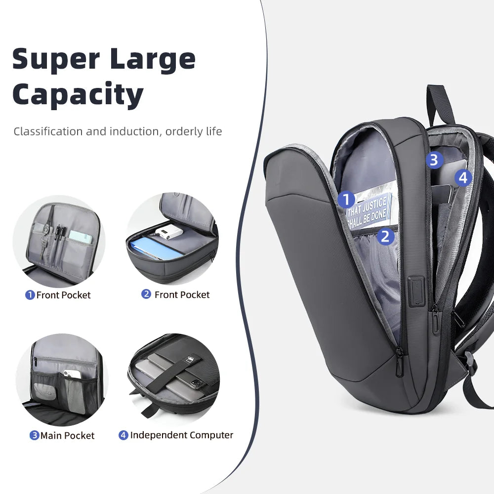 HcanKcan Men's Expandable Backpack Multifunction 17.3inch Laptop Bag