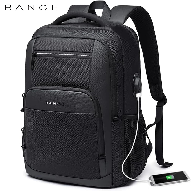 BANGE Travel Waterproof Backpack with USB Charging Port Fit 15.6 Inch