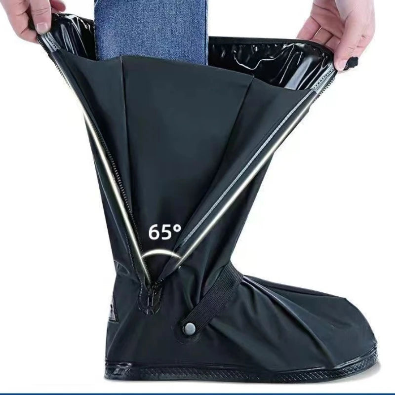 Rain Boot Shoe Cover Black Waterproof with Reflector High Top Clear