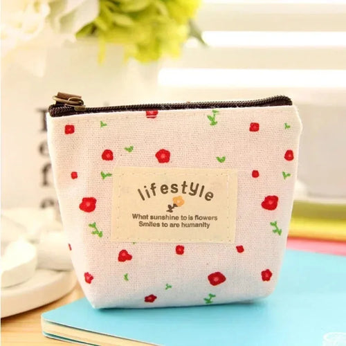 Fashion Flower Pattern Coin Purses Small Fresh Canvas Coin Wallet Lady