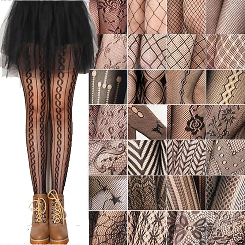 Woman Girls Gothic Cartoon Fishnet Stockings Snake Kuromies Skull