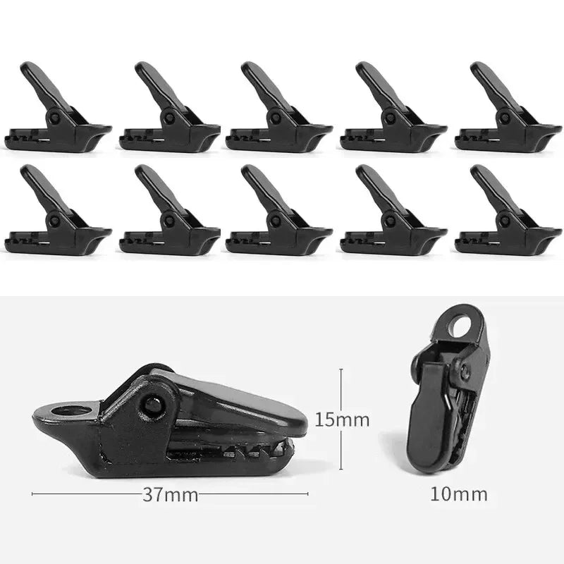 10Pcs Outdoor Tarpaulin Clips Camping Tents Awning Wind Rope Clamp