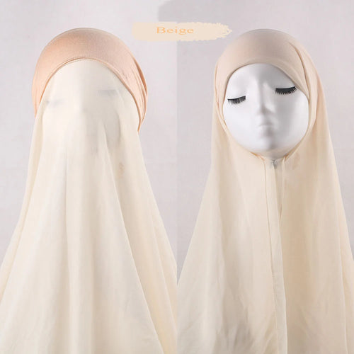 Muslim Instant Hijab Women Bonnet with Chiffon Shawl Head Scarf Cap