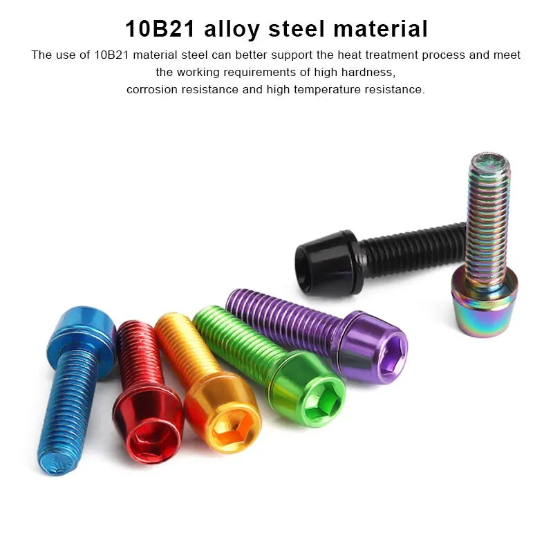 Bicycle Handlebar Screws M5 18MM 6 PCS/SET Titanium Plated Colorful