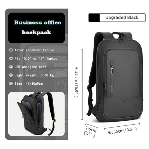 HK Slim Backpack For Men 15.6 Inch Laptop Bags Waterproof Minimalist