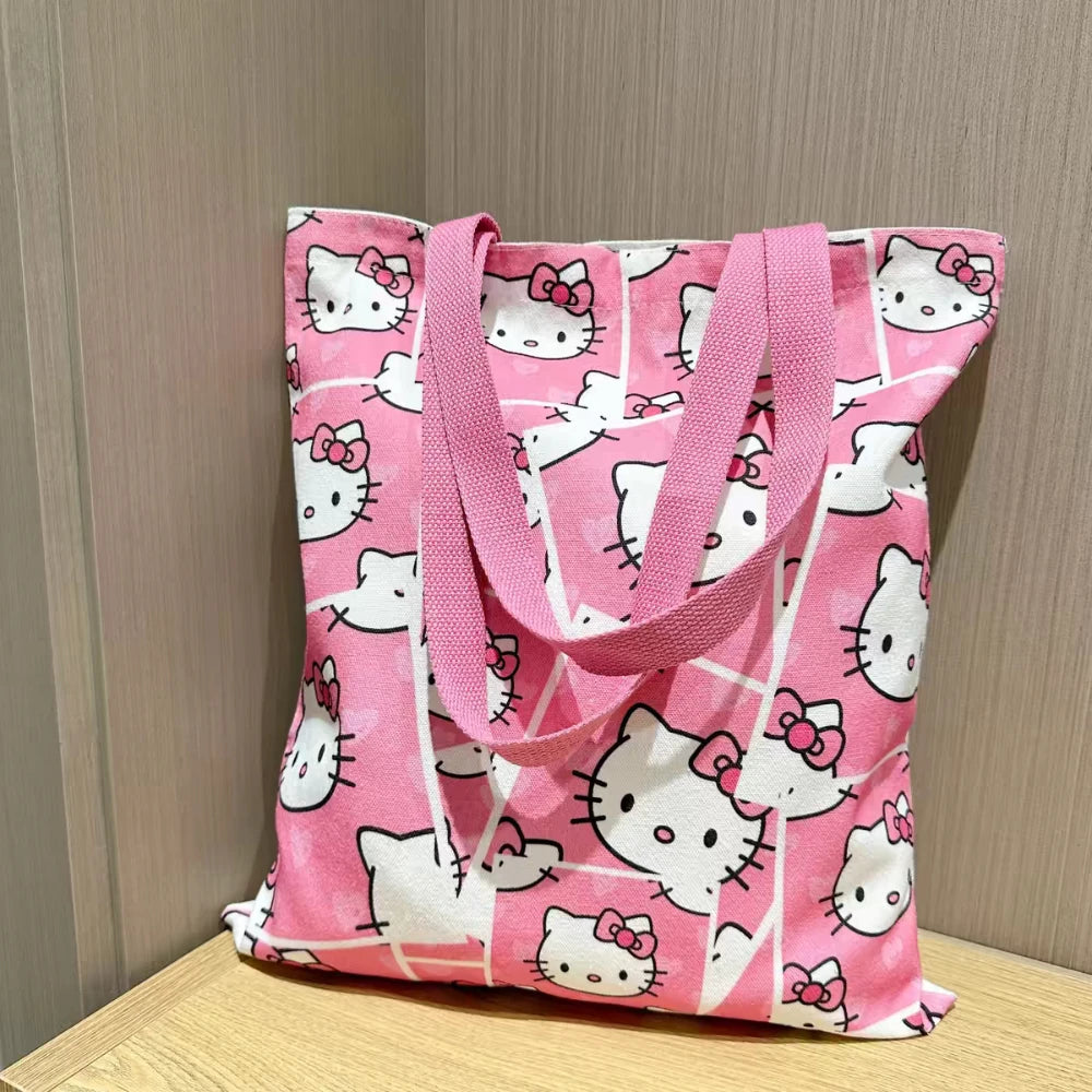 Sanrio Hello Kitty Large Capacity Canvas Bag Cute Cartoon Kt Cat New