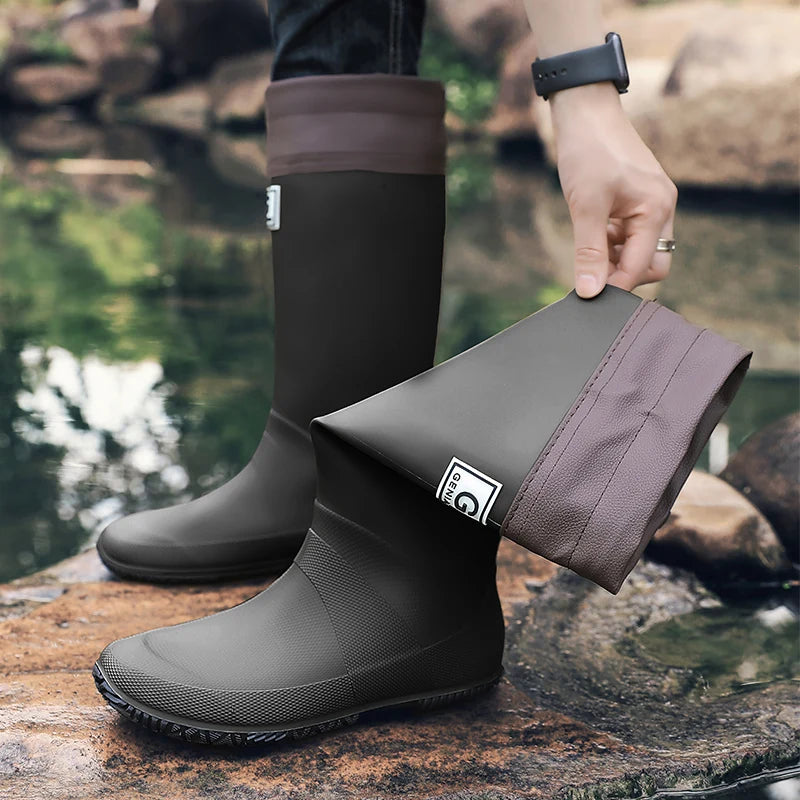 Rain Boots for Men, Fashionable High-Top Rain Boots for Outer Wear,