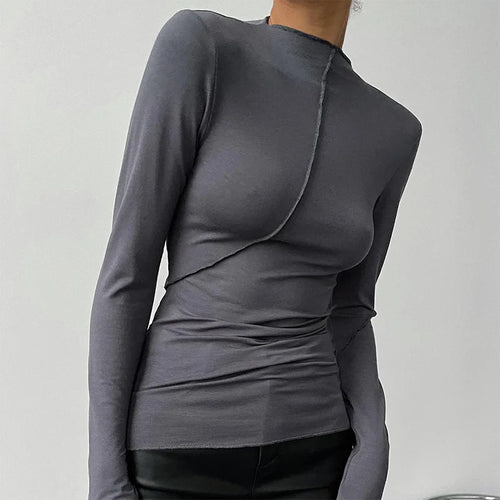 2023 Turtleneck Y2K Long Sleeve T Shirts Women White Autumn Winter