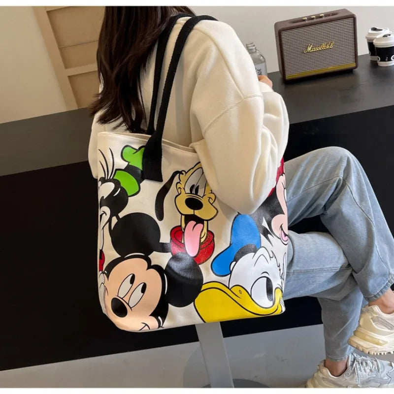 DisneyCartoon Mickey Fashion Versatile LargeCapacity Canvas Shoulder