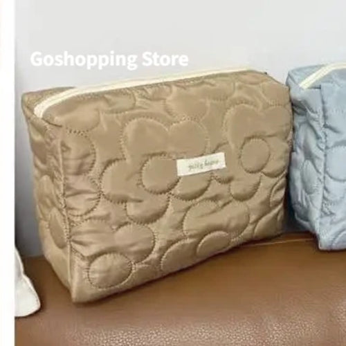 Quilted Cotton Ladies Travel Storage Bag Retro Cherry Women's Cosmetic