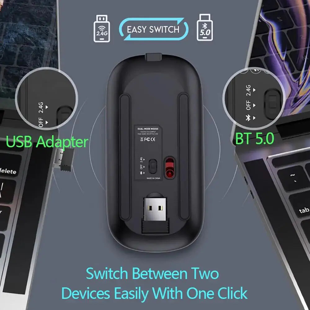 New Bluetooth Wireless Mouse USB Optical Rechargeable Mouse for