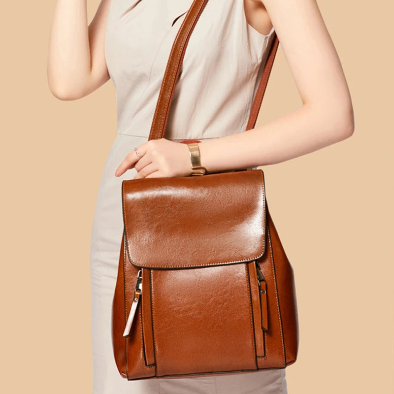 Women Backpack Cross body Shoulder Bag Genuine Leather Girls School